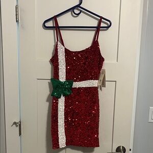 Festive Red and White Sequin Dress Christmas Present Small No Boundaries NWT